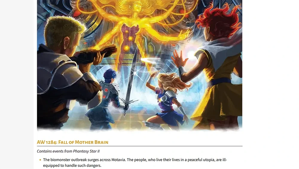 Phantasy Star II Timeline