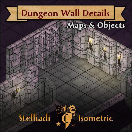 Dungeon Wall Details - isometric maps and objects pack