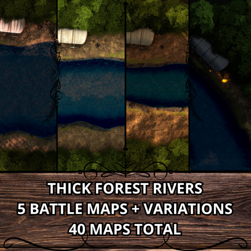 Thick Forest Roads - Wagon Camps - Battle Maps 5-Pack + Variations 40 Maps Total - Vol 4