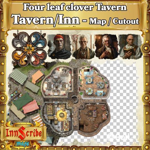 Tavern Cutout and Map - Four leaf clover Tavern