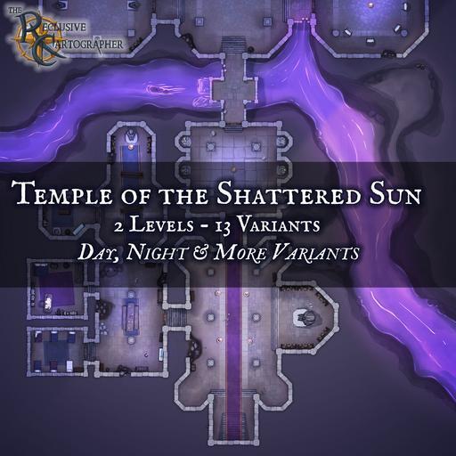 Temple of the Shattered Sun – 2 Level Dark Elf Cult Dungeon Battle Map ...