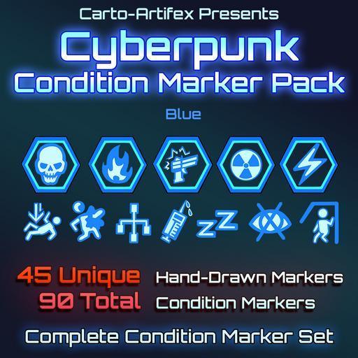 Cyberpunk Token Marker Set: Blue