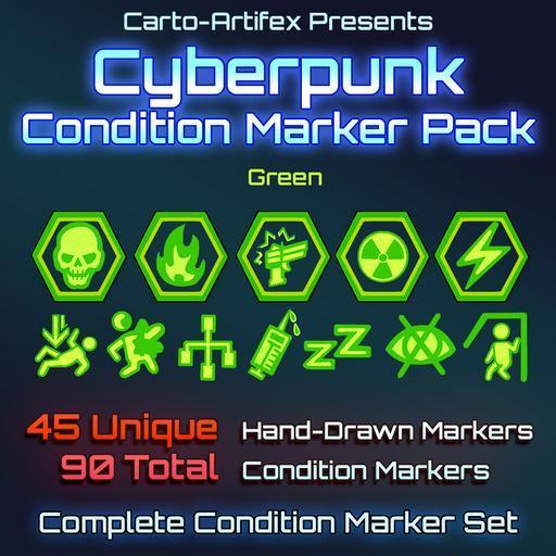 Cyberpunk Token Marker Set: Green