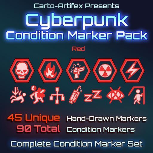 Cyberpunk Token Marker Set: Red