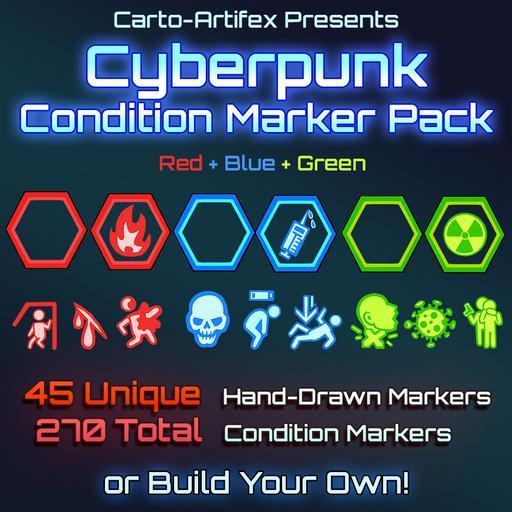 Cyberpunk Token Marker Set Complete Bundle