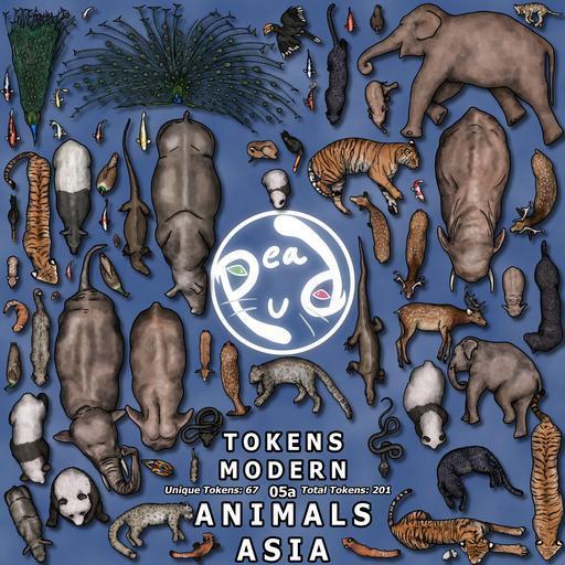 PeaPu's Tokens: Modern 05a — Animals: Asia