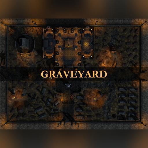 Graveyard Battlemap | 30x40 | Day & Night Variants |  Halloween Battle Map