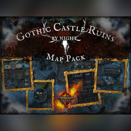 Gothic Castle Ruins by Night