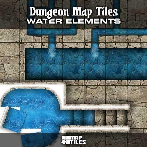 Dungeon Map Tiles - Water Elements
