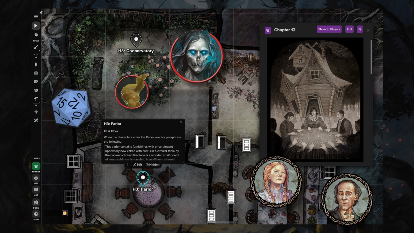 The Crooked Moon features vibrant battle maps, and original art to bring your game to life!