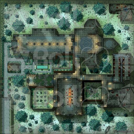 Monastery Battlemap [4 Levels] HighresRoll20 [70x70 Monastery floors ...