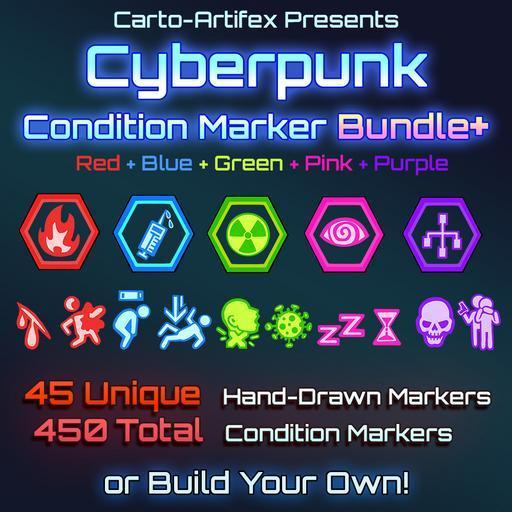 Cyberpunk Token Marker Set Bundle Plus