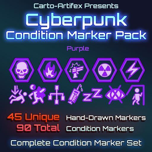 Cyberpunk Token Marker Set: Purple