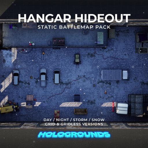 Hangar Hideout Static Battlemaps Pack (4 Versions)