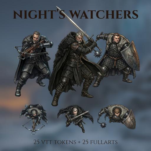 25 Night Watchers VTT Token Pack + FullArt - Volume 1