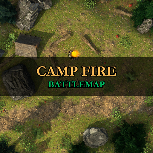 Forest Camp Fire Battlemap – 20x20 map for DnD & TTRPGs