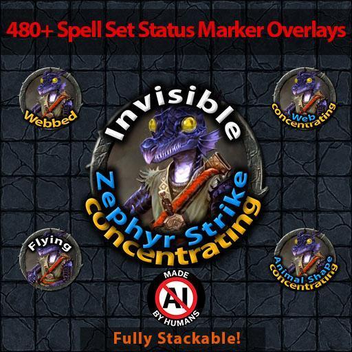480+ Token Status Overlays Spells Set