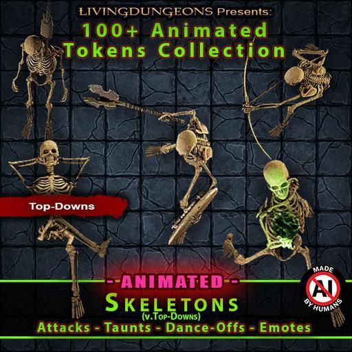 Animated 110+ Skeletons Top-Down Token Collection
