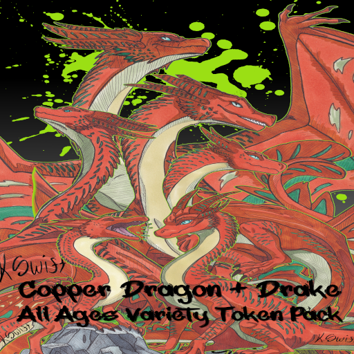 Hand-drawn Copper Dragon Token and Art Pack | All Ages + Drake