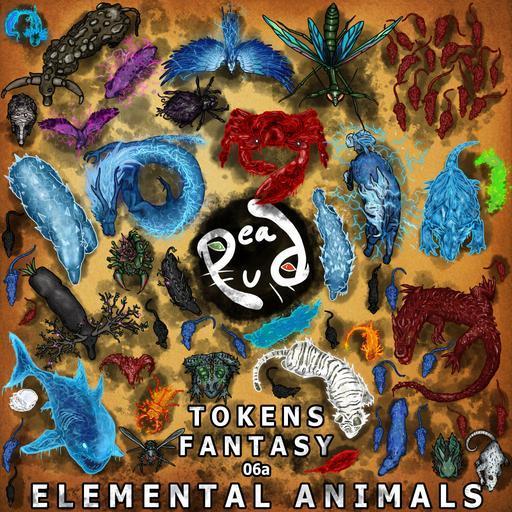 PeaPu's Tokens: Fantasy 06a — Elemental Animals