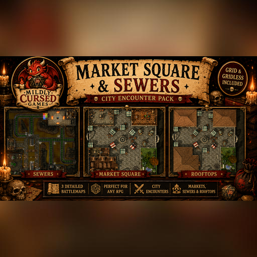 Market Square & Sewers | City Encounter Battlemap Pack