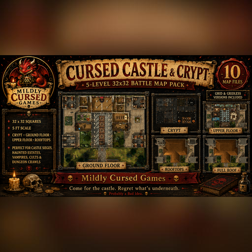 Cursed Castle & Crypt | 5-Level 32x32 Battle Map Pack