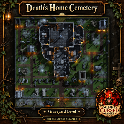 Death’s Home Cemetery – Graveyard, Mausoleum & Crypt Battlemap Pack